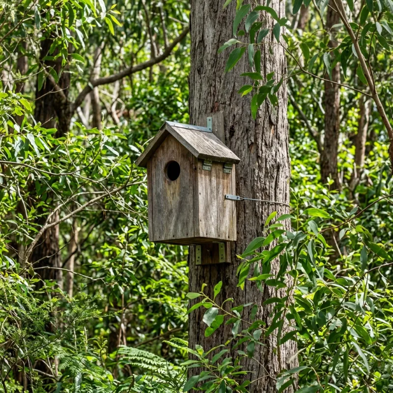 Animal nesting box installed as a humane alternative to a Park Orchards roof cavity